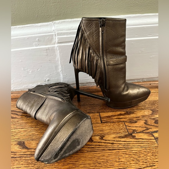 Saint Laurent Janice Booties Gold w/Tassels size 37 - Picture 3 of 5